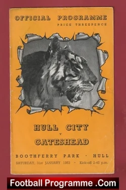 Hull City v Gateshead 1953 - Boothferry Park - football programme
