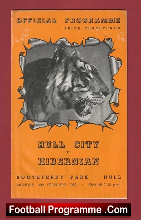 Hull City v Hibernian Hibs 1953 - Scottish Team