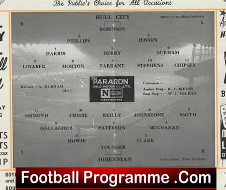 Hull City v Hibernian Hibs 1953 - Scottish Team