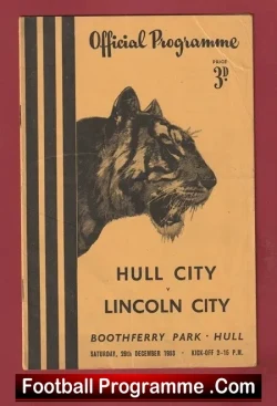 Hull City v Lincoln City 1953 - Plus Song Sheet - football memorabilia