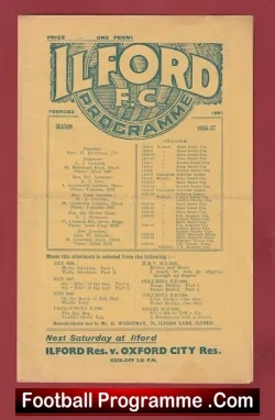 Ilford v Clapton 1936 - 1930s Old Football Programme - football programme