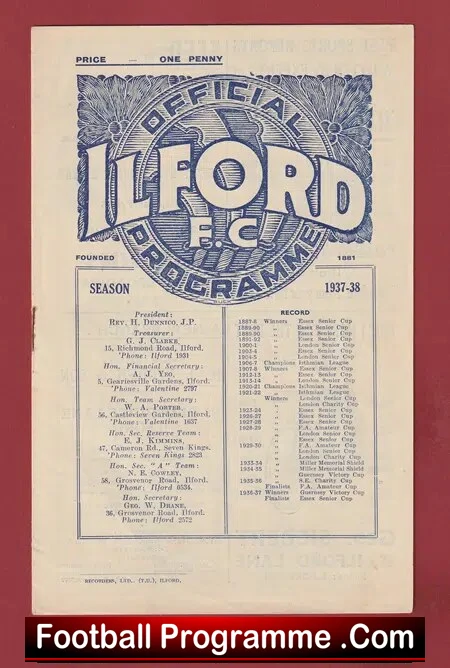 Ilford v Clapton 1937 – 1930s