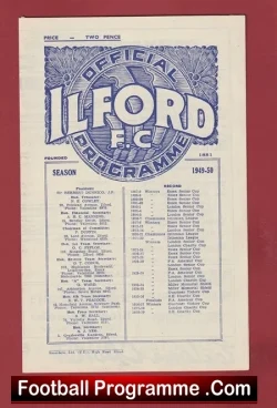 Ilford v Clapton 1949 - Essex Thameside Trophy Replay Match - football programme