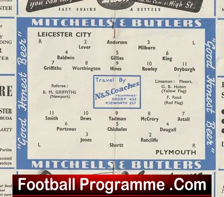 Leicester City v Plymouth Argyle 1952