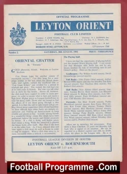 Leyton Orient v Bournemouth 1952 - football programme