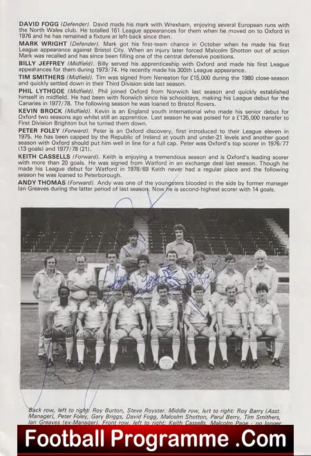 Lincoln City v Oxford United 1982 - Multi Autographed SIGNED