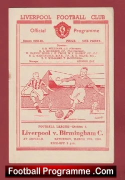 Liverpool v Birmingham City 1949 - 1940s Programme - football programme