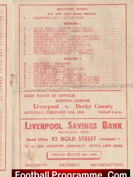 Liverpool v Blackpool 1949 - 1940s