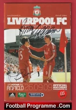 Liverpool v Hull City 2009 - Multi Autographed SIGNED - football programme