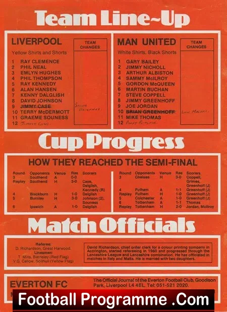 Liverpool v Manchester United 1979 - FA Cup Semi Final REPLAY