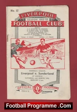 Liverpool v Sunderland 1953 - football programme