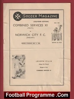 Malta Combined Services v Norwich City 1964 – RAF + Army