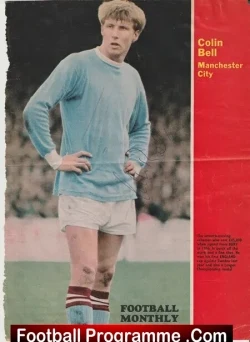 Manchester City Colin Bell Autograph Signed Picture 1970s - football memorabilia