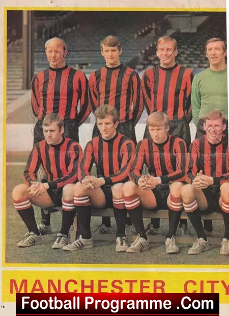 Manchester City Football Club Multi Signed Poster 1970's