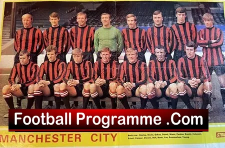 Manchester City Football Club Multi Signed Poster 1970's