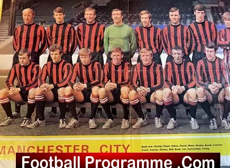 Manchester City Football Club Multi Signed Poster 1970's