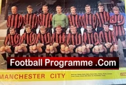 Manchester City Football Club Multi Signed Poster 1970's - football programme