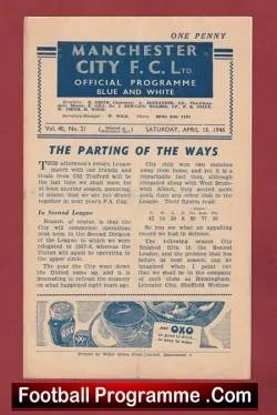 Manchester City v Manchester United 1946 - 1940's Programme - football programme