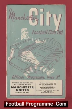 Manchester City v Manchester United 1955 - FAC - FA Cup Man Utd - football programme