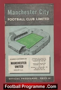 Manchester City v Manchester United 1955 - Man Utd - football programme
