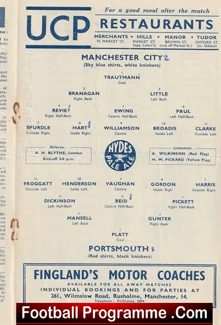 Manchester City v Portsmouth 1953