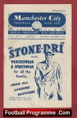 Manchester City v Stoke City 1951 - football programme