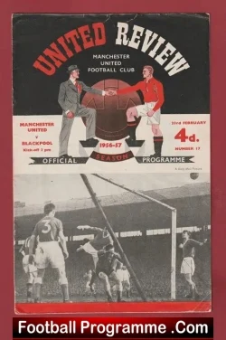 Manchester United v Blackpool 1957 - Man Utd - football programme