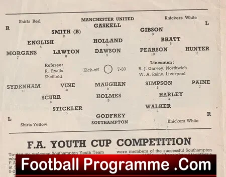Manchester United v Southampton 1957 - Youth Cup Semi Final