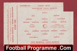 Manchester United v WBA 1957 - Reserves Match + Bobby Charlton - football programme