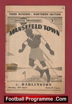 Mansfield Town v Darlington 1955 - Multi Autographed SIGNED - football programme