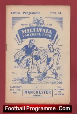 Millwall v Manchester United 1953 - 1950's v Man Utd - football programme