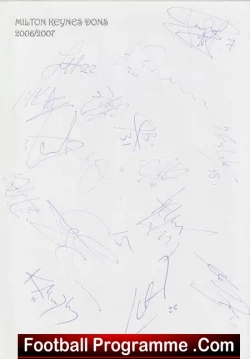 MK Dons Football Club Multi Signed Autograph 2006/07 - football programme