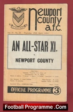 Newport County v All Star XI 1954