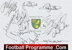 Norwich City Football Club Multi Signed Autographed 2007 – 2008