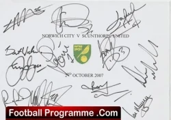 Norwich City Football Club Multi Signed Autographed 2007 – 2008