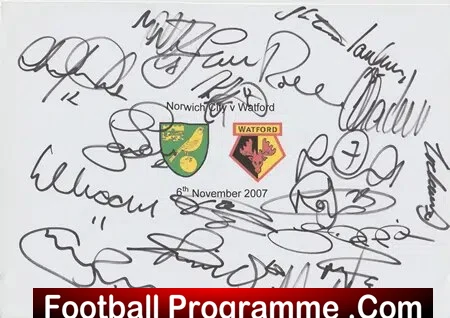 Norwich City Football Club Multi Signed Autographed 2007 – 2008