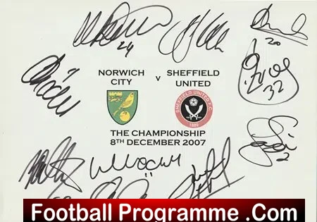 Norwich City Football Club Multi Signed Autograph 2007/08