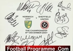 Norwich City Football Club Multi Signed Autograph 2007/08