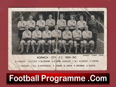 Norwich City Football Club Picture 1959 1960 Autographed SIGNED