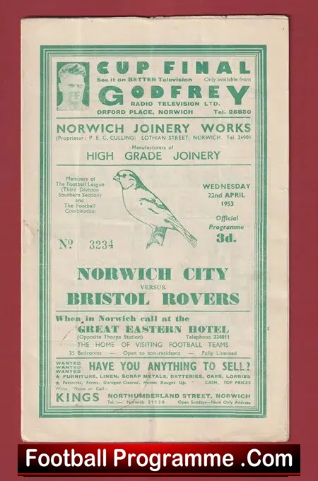 Norwich City v Bristol Rovers 1953