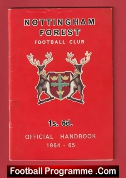 Nottingham Forest Football Club Official Handbook 1964 - 1965 - football memorabilia