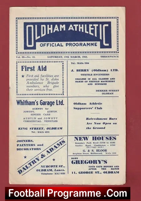 Oldham Athletic v Gateshead 1955