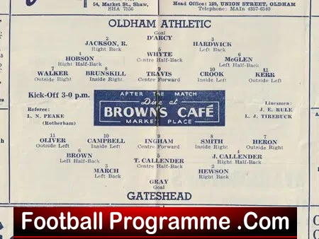 Oldham Athletic v Gateshead 1955