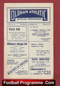 Oldham Athletic v Gateshead 1955 - football programme