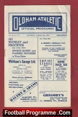 Oldham Athletic v Manchester City 1954 - football programme
