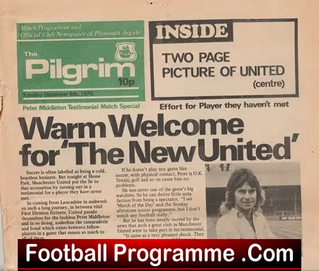 Peter Middleton Testimonial Benefit Match Plymouth Argyle 1975