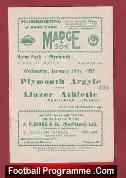 Plymouth Argyle v Linzer Athletic 1955 – Friendly Match Austria