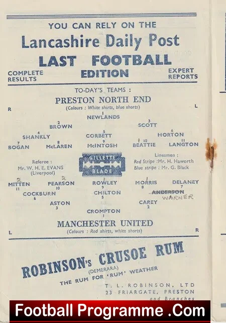 Preston North End v Manchester United 1948 - Man Utd