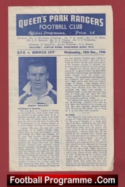 Queens Park Rangers v Norwich City 1946 – QPR 1940s
