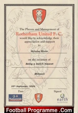 Rotherham United Football Club Multi Signed Autograph 2004 - football programme